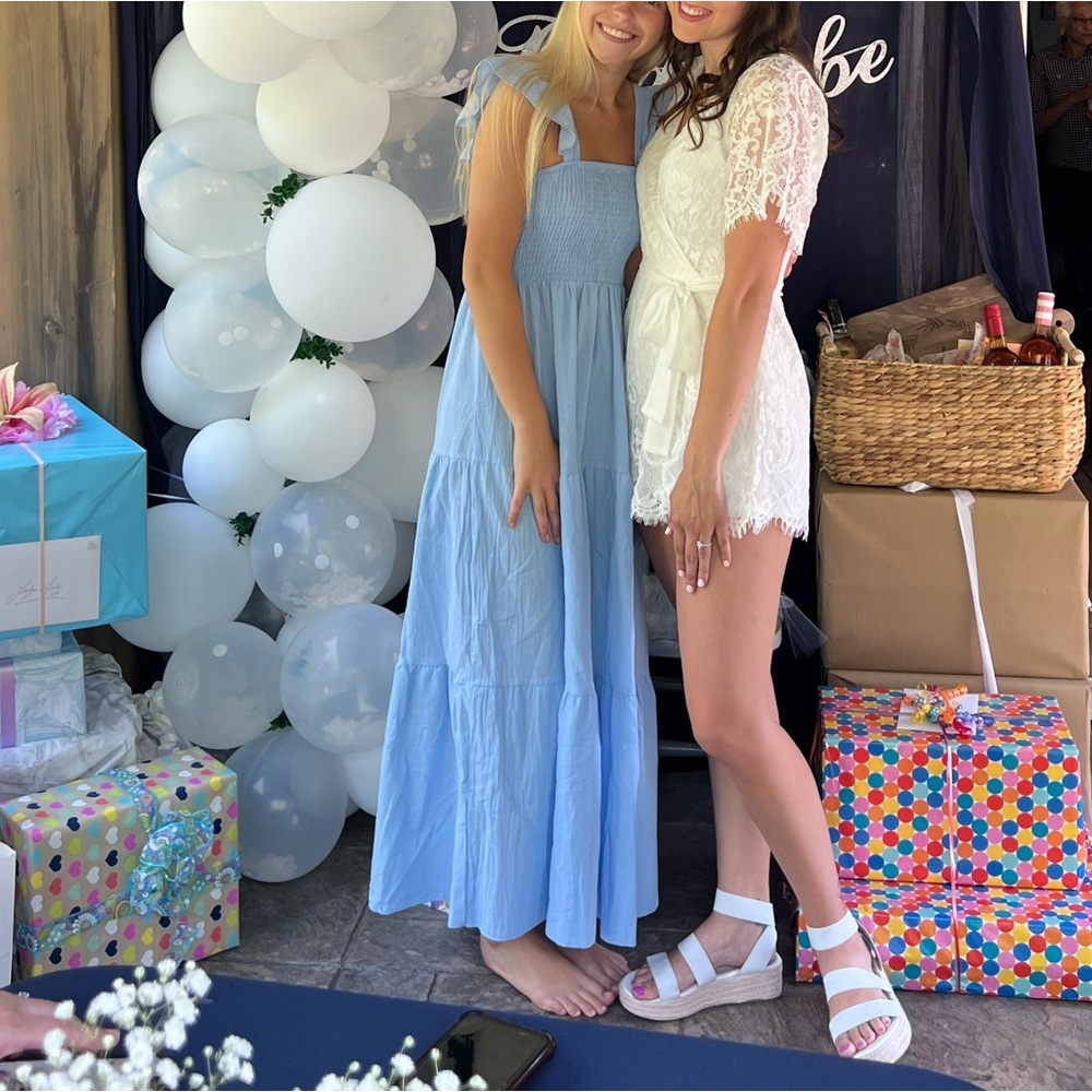 Blue long flowy dress